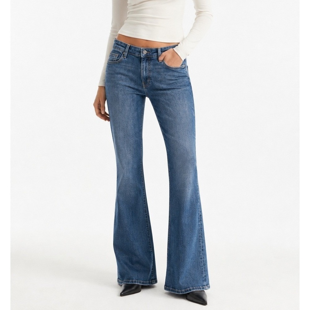 & Other Stories Low Waist Flare Leg Jeans Extra Long Blue Denim US 4 NEW